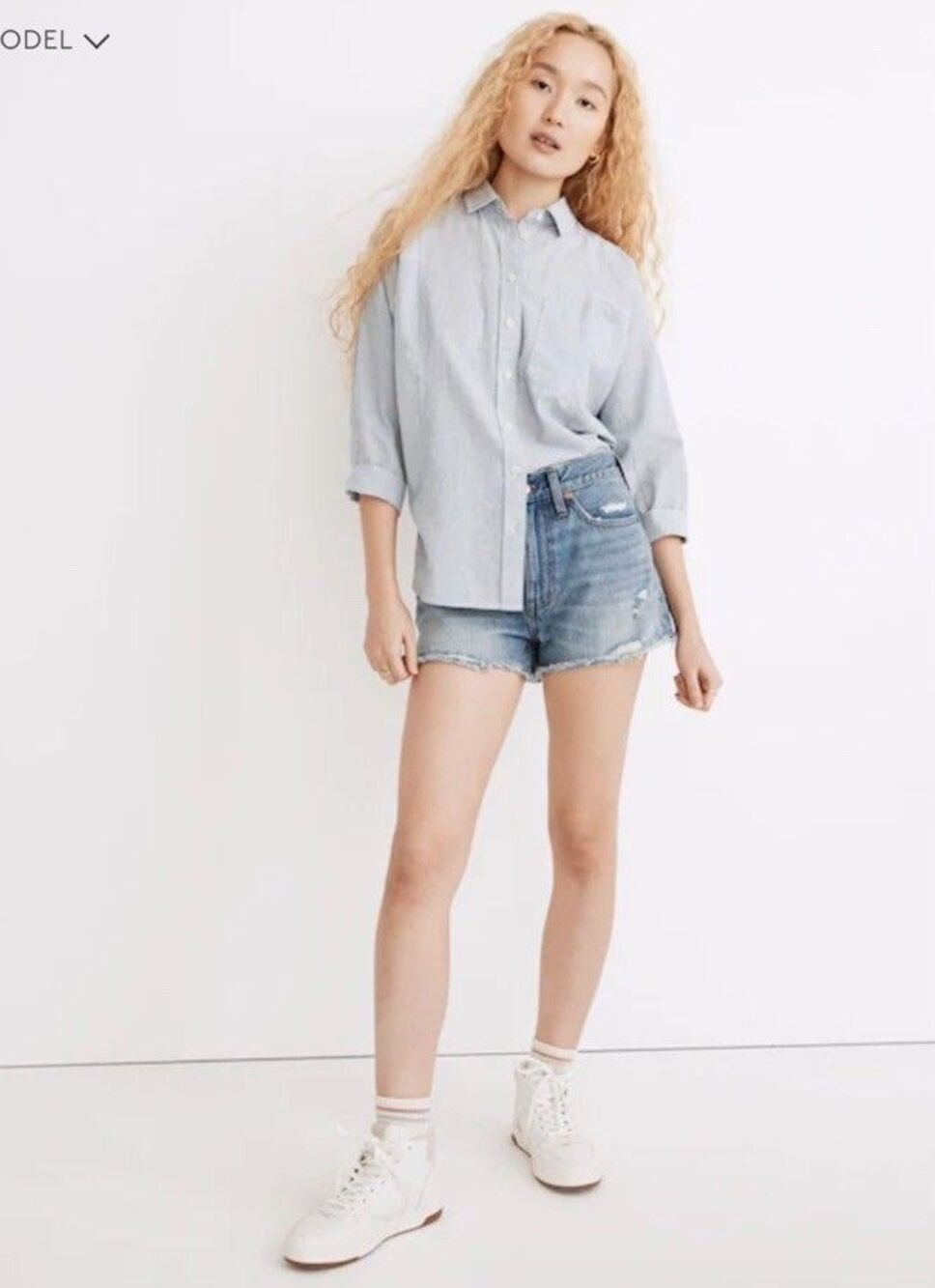 Madewell Relaxed Denim Shorts in Renfield Wash: Destructed Edition Size 26